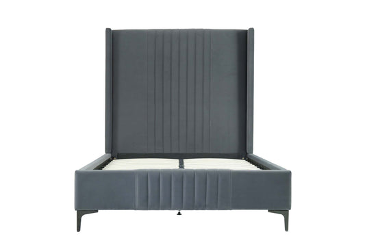 Promenade Mid-Century Modern Velvet Upholstered 48" Bed in Grey