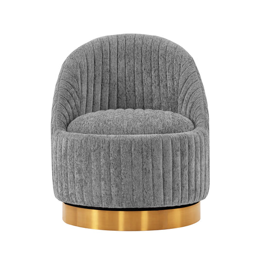 Modern Leela Swivel Chenille Accent Chair in Grey