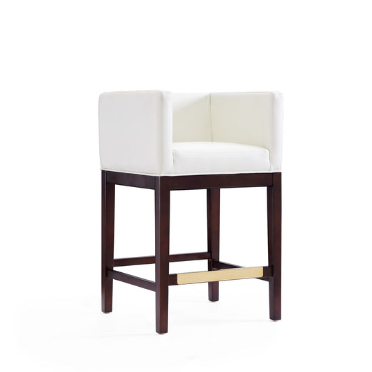 Kingsley 34 in. Ivory and Dark Walnut Beech Wood Counter Height Bar Stool