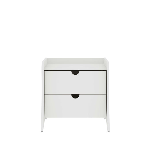 Coney Mid-Century Modern 2-Drawer Nightstand in White