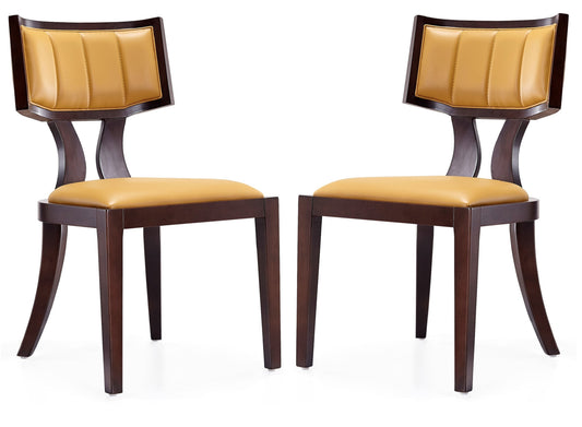 Pulitzer Camel and Walnut Faux Leather Dining Chair (Set of Two)