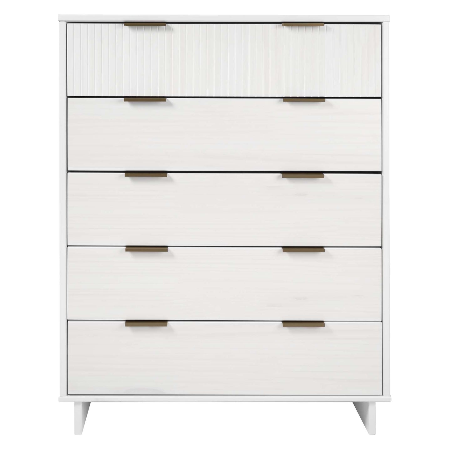 Granville 45.27" Modern Tall Dresser with 5 Full Extension Drawers in White