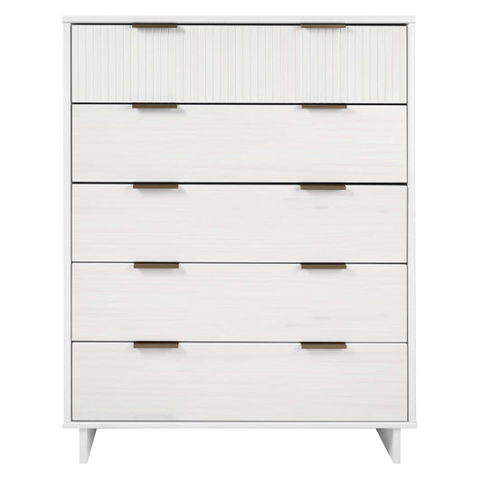 Granville 45.27" Modern Tall Dresser with 5 Full Extension Drawers in White