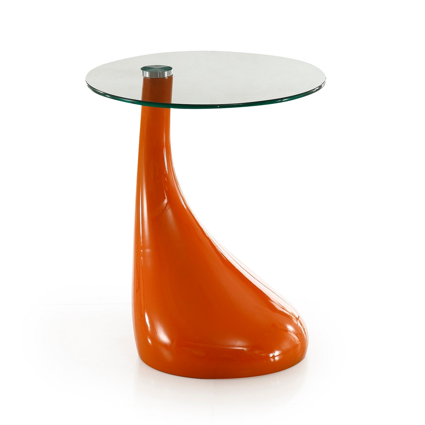Lava 19.7 in. Orange Glass Top Accent Table