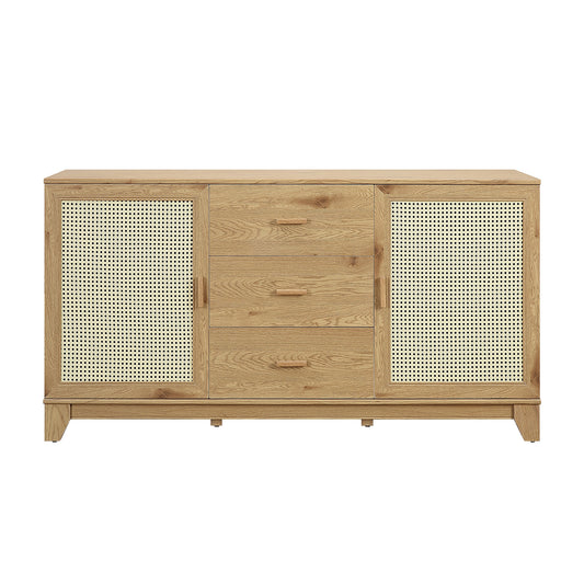 Sheridan 59.05 Modern Cane Sideboard with Adjustable Shelves in Nature
