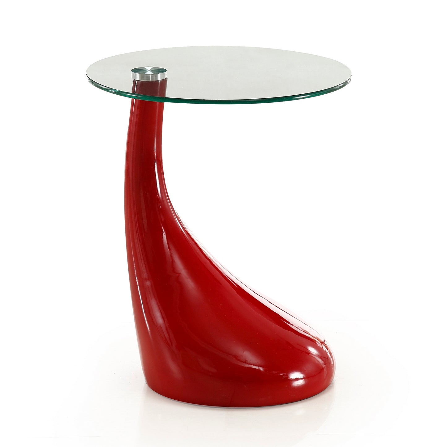 Lava 19.7 in. Red Glass Top Accent Table