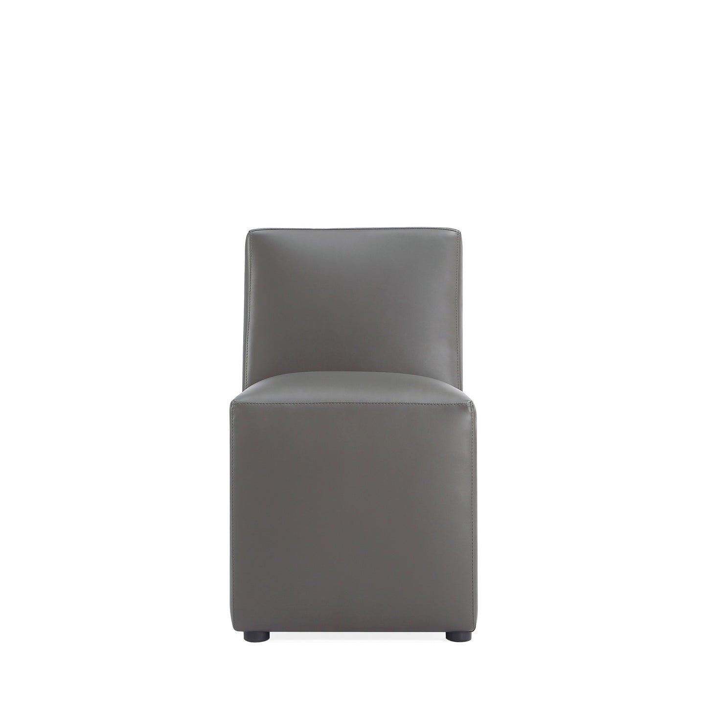 Anna Modern Square Faux Leather Dining Chair in Pewter