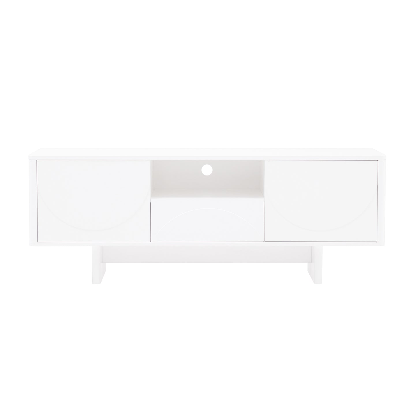 Modern Ella 59" TV Stand with Adjustable Shelves in White