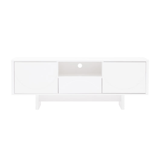 Modern Ella 59" TV Stand with Adjustable Shelves in White