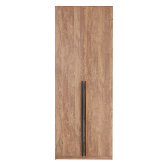 Lee Modern Freestanding Wardrobe Closet 1.0 with 4 Shelves and 2 Drawers in Golden Brown