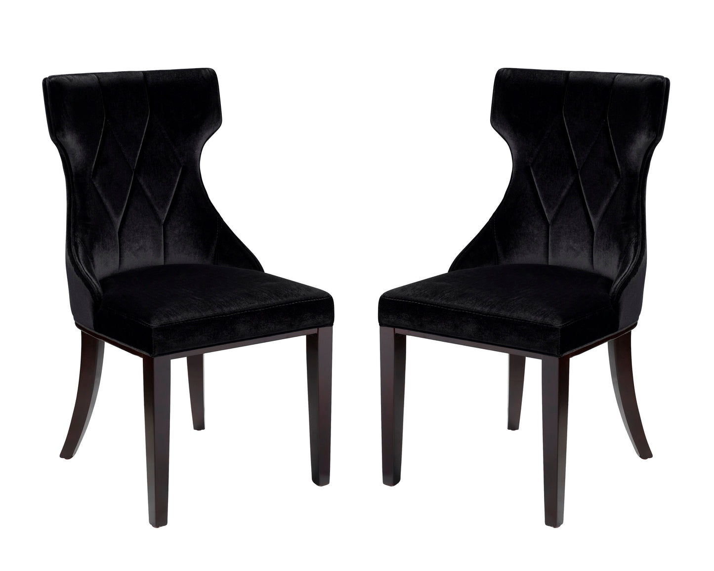 Reine Black and Walnut Velvet Dining Chair (Set of Two)