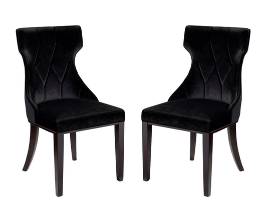 Reine Black and Walnut Velvet Dining Chair (Set of Two)