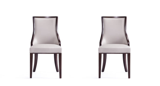 Grand Faux Leather Dining Chairs - Set of 2 in Light Grey
