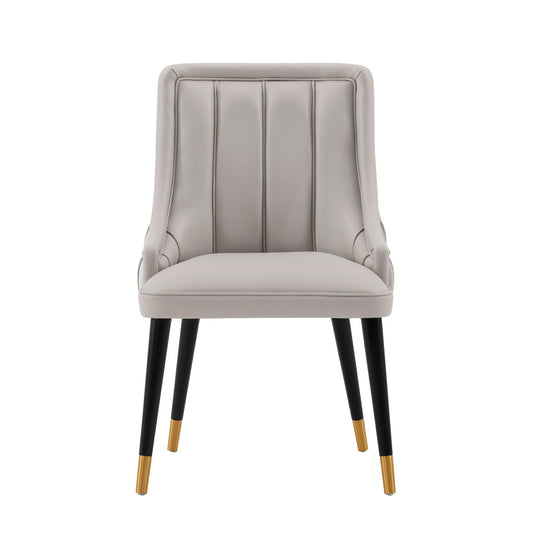Modern Eda Velvet and Leatherette Dining Chair in Grey