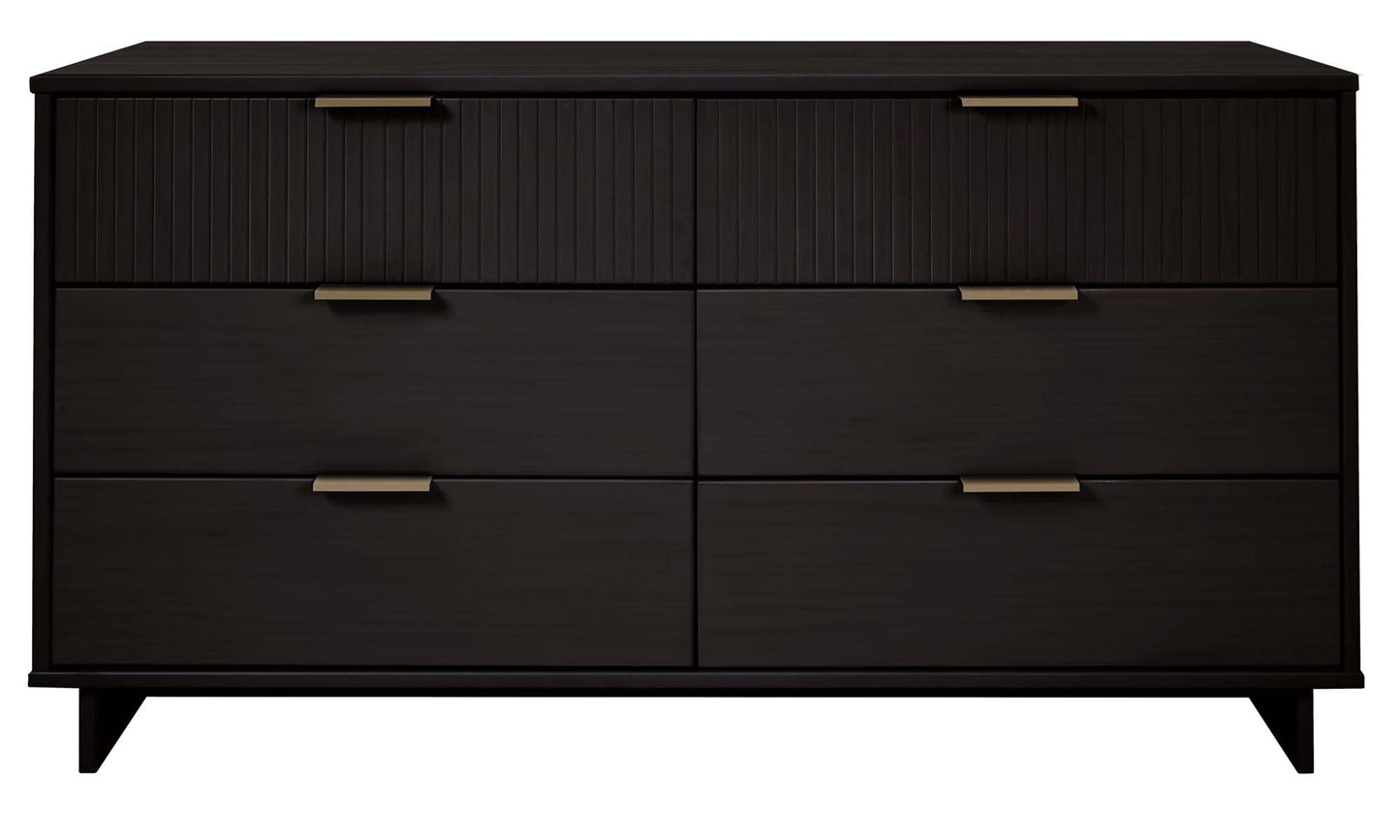 Granville 55.07" Modern Double Wide Dresser with 6 Full Extension Drawers in Black
