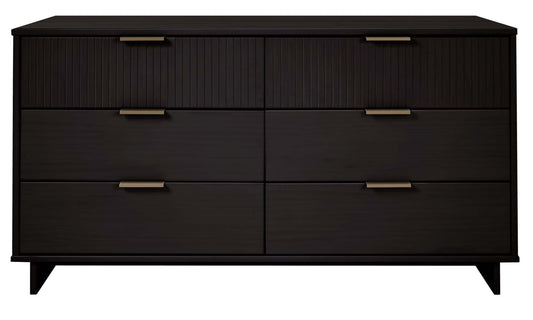 Granville 55.07" Modern Double Wide Dresser with 6 Full Extension Drawers in Black