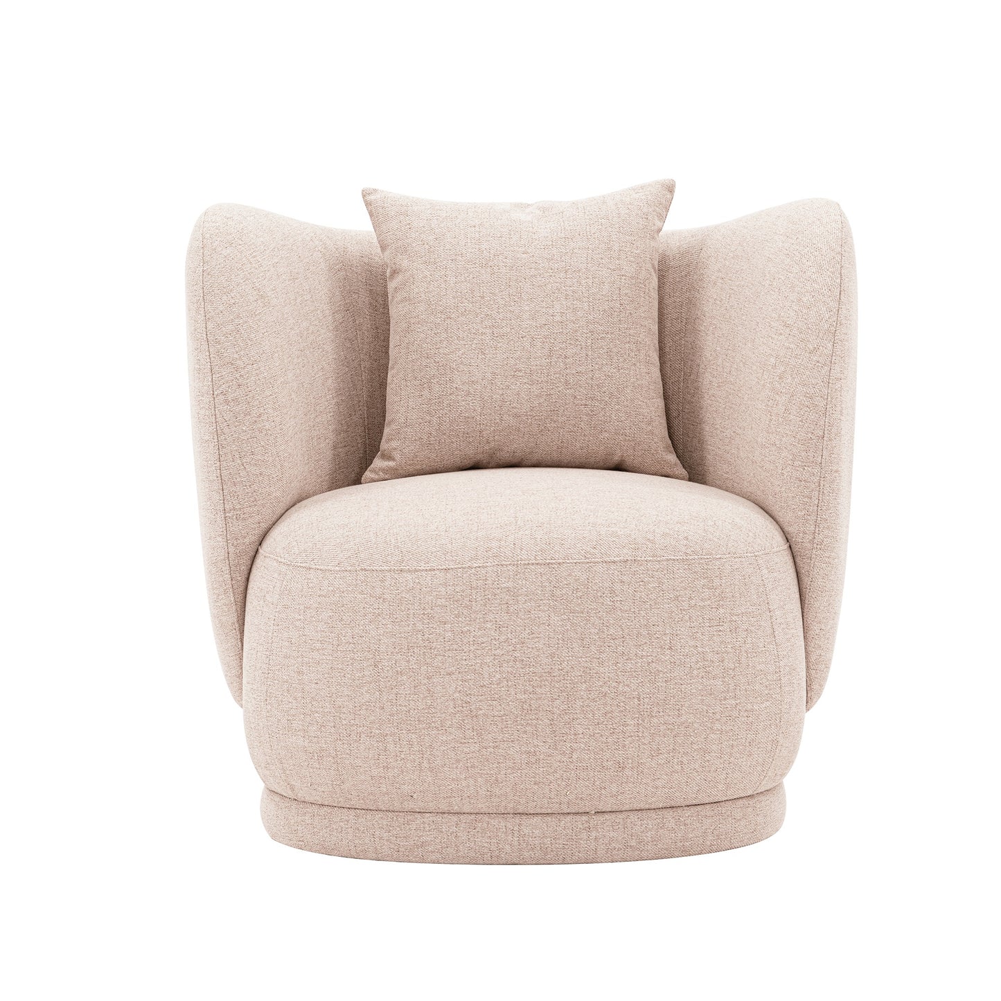 Contemporary Siri Linen Weave Accent Chair with Pillows in Wheat