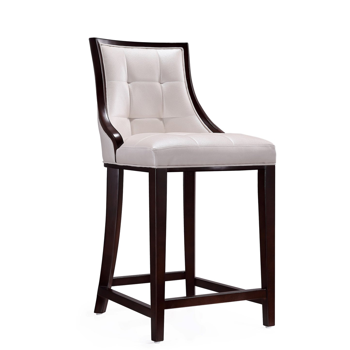 Fifth Ave 39.5 in. White and Walnut Beech Wood Counter Height Bar Stool