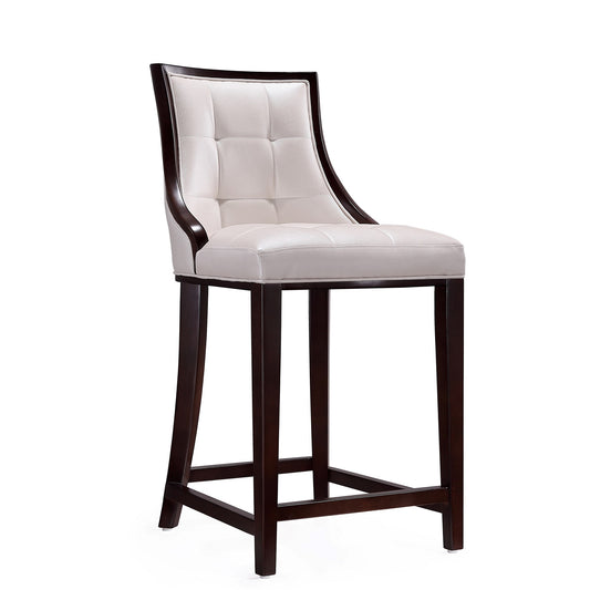 Fifth Ave 39.5 in. White and Walnut Beech Wood Counter Height Bar Stool