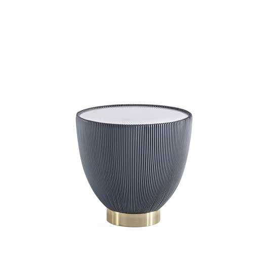 Modern Anderson End Table 2.0 Upholstered in Grey Leatherette with Ceramic Faux Marble Tabletop