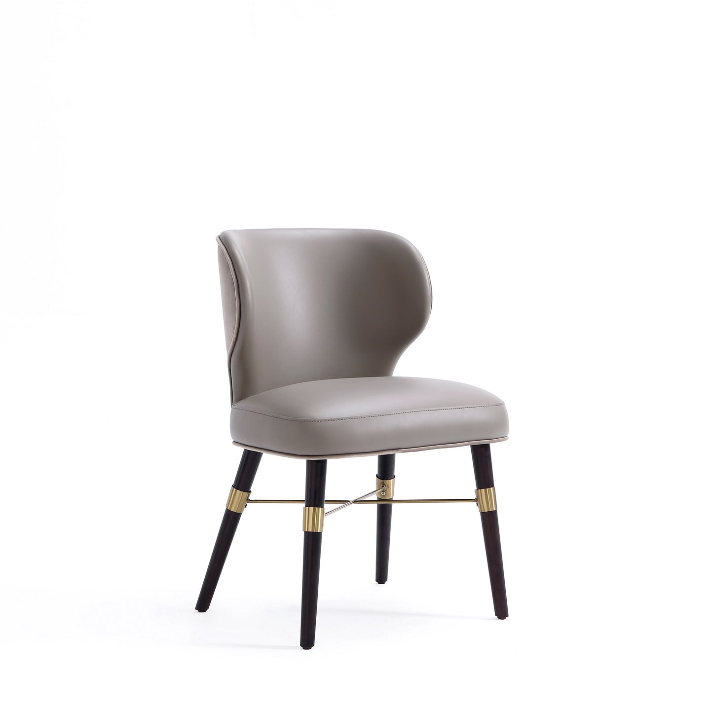 Modern Strine Dining Chair Upholstered in Velvet and Leatherette with Solid Wood Legs in Dark Taupe