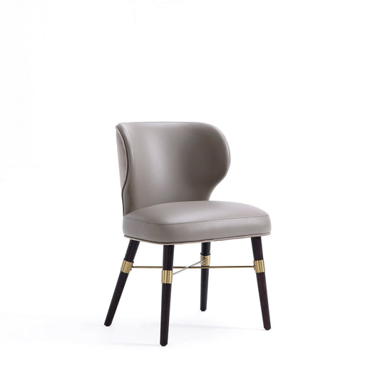 Modern Strine Dining Chair Upholstered in Velvet and Leatherette with Solid Wood Legs in Dark Taupe