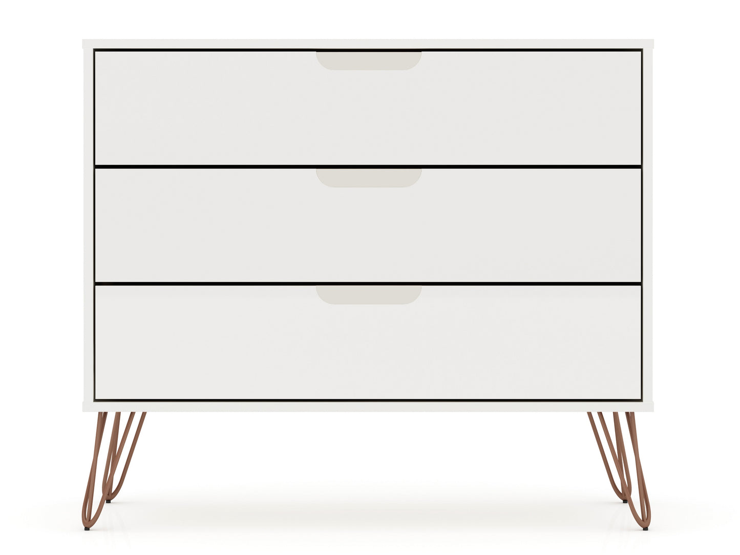 Rockefeller Mid-Century- Modern Dresser with 3-Drawers in White