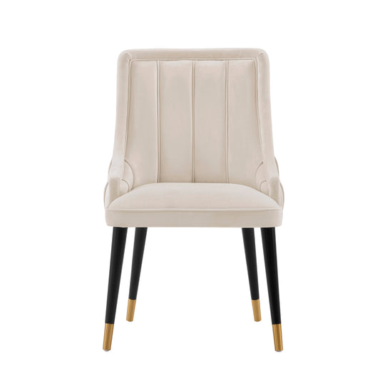 Modern Eda Velvet Dining Chair in Midnight Cream
