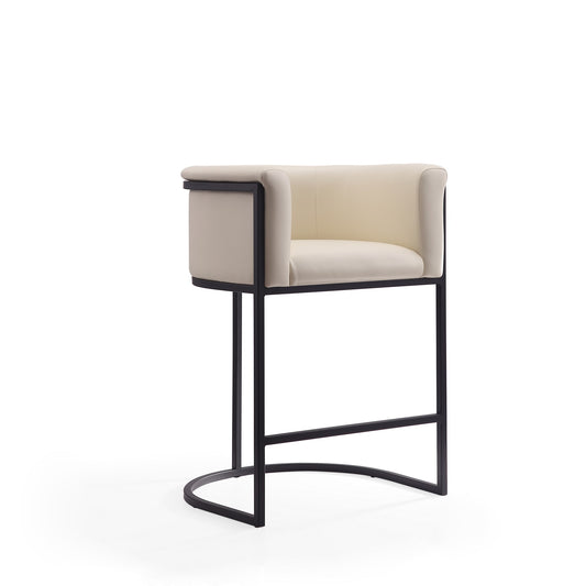 Cosmopolitan 33.8 in. Cream and Black Metal Counter Height Bar Stool