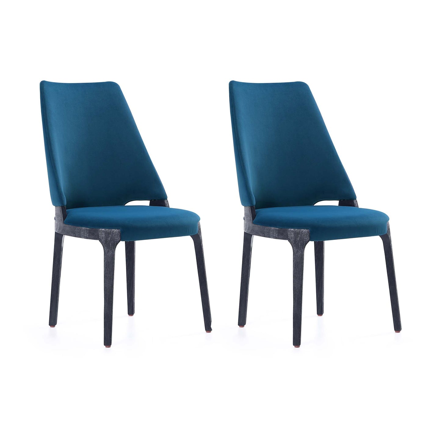 Kara Modern Velvet Upholstered Dining Chair in Blue- Set of 2