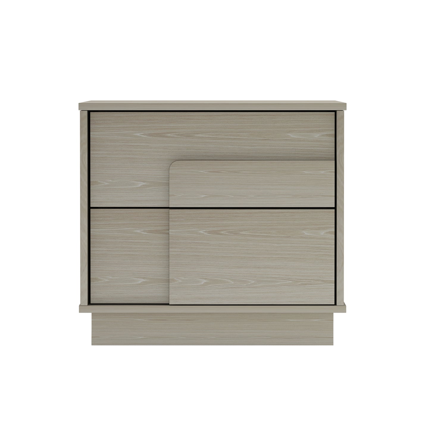 Modern Horizon Nightstand with Easy Snap Assembly and 2 Full Extension Drawers in Whitewashed Oak
