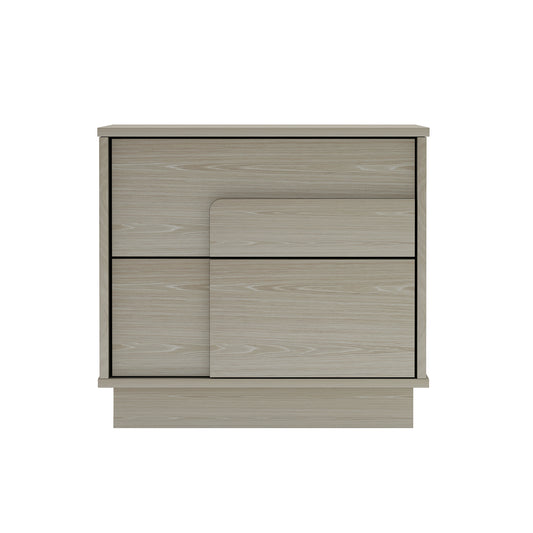 Modern Horizon Nightstand with Easy Snap Assembly and 2 Full Extension Drawers in Whitewashed Oak