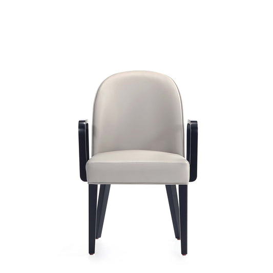 Hillman Modern Leatherette and Velvet Upholstered Dining Arm Chair in Light Grey