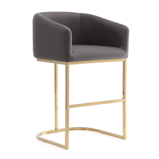 Louvre 40 in. Grey and Black Stainless Steel Barstool