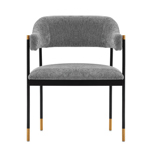 Modern Lia Chenille Dining Armchair in Grey