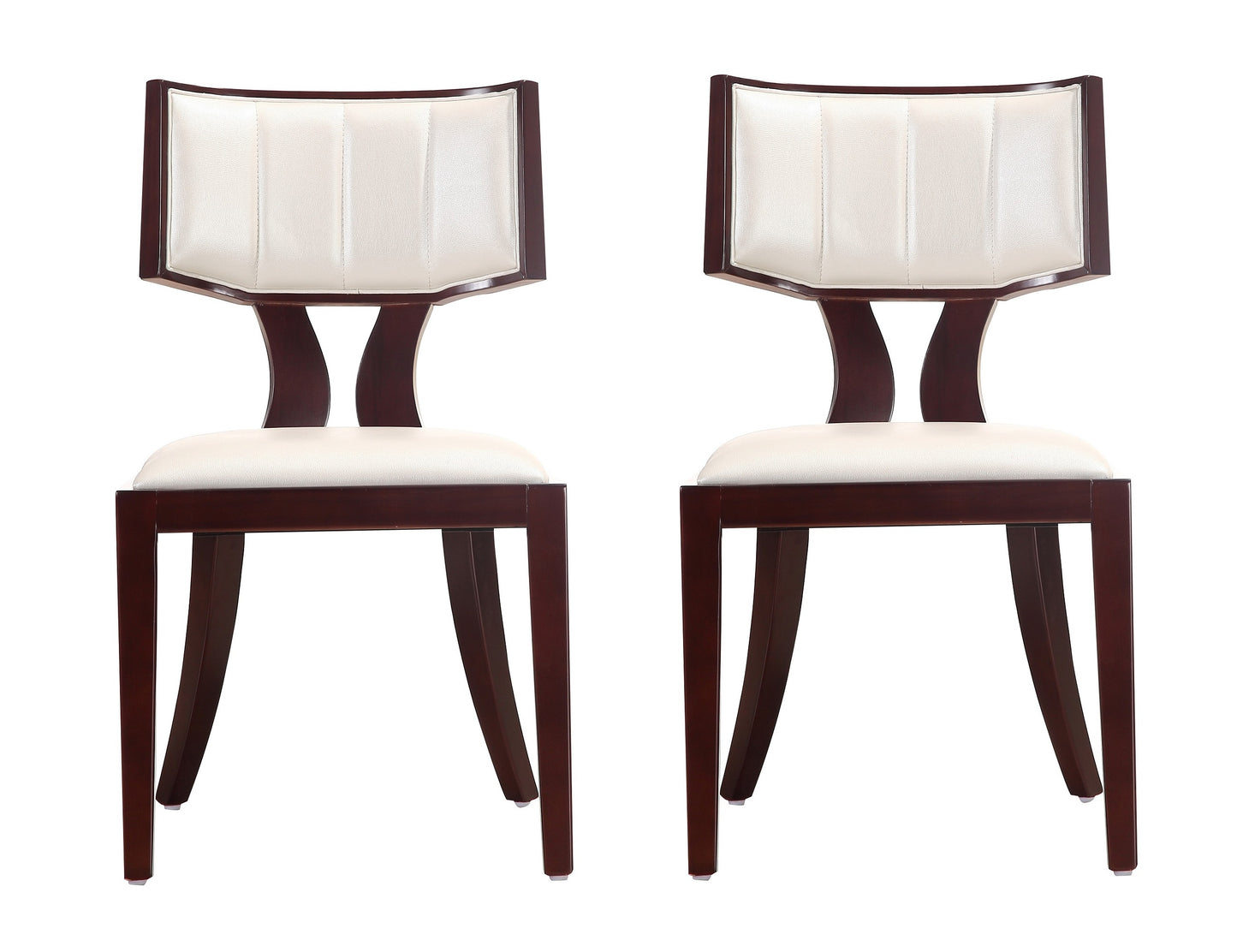 Pulitzer Pearl White and Walnut Faux Leather Dining Chair (Set of Two)