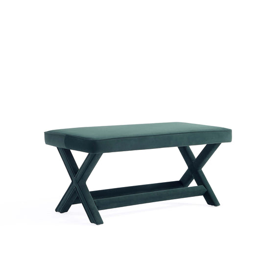 Abigail Mid-Century Modern Velvet Upholstered Bench in Green