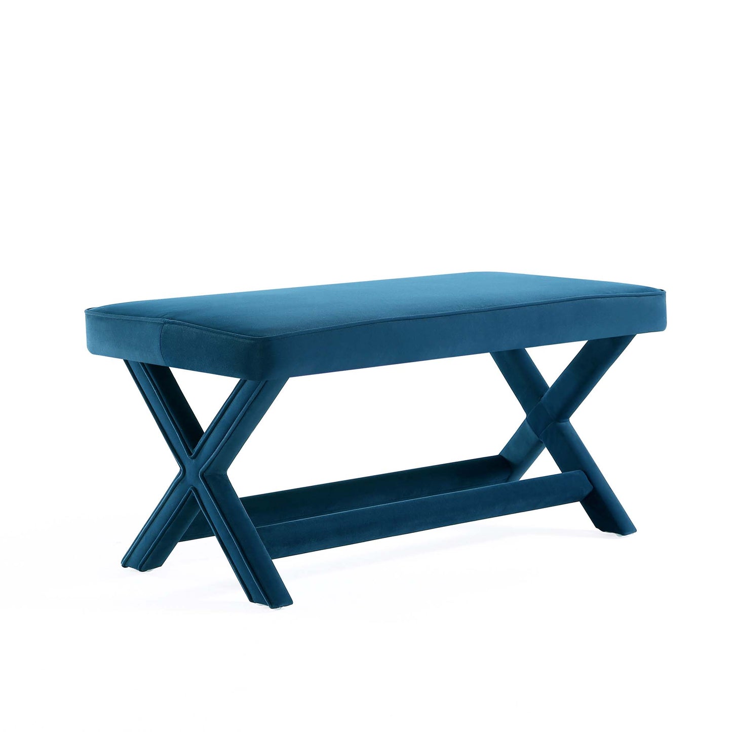 Abigail Mid-Century Modern Velvet Upholstered Bench in Blue