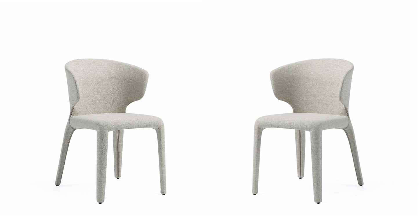 Conrad Modern Woven Tweed Dining Chair in Wheat (Set of 2)