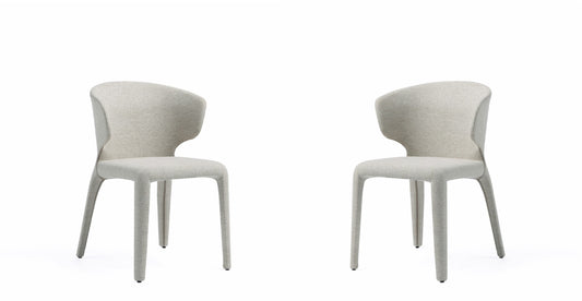 Conrad Modern Woven Tweed Dining Chair in Wheat (Set of 2)