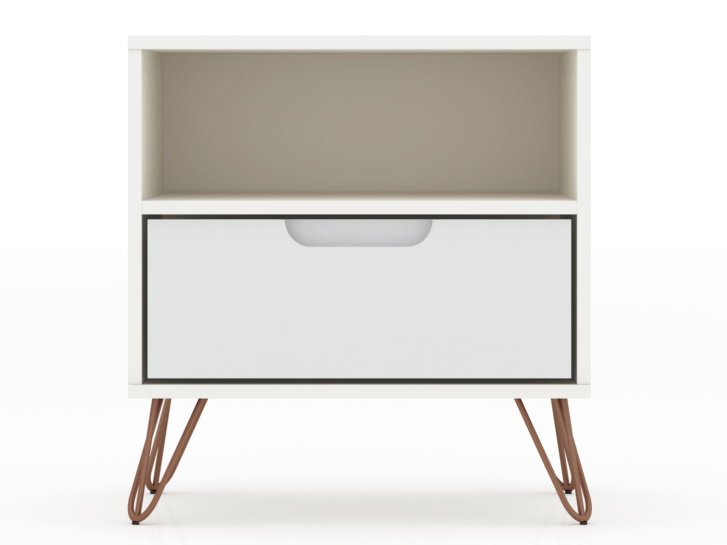 Rockefeller 1.0 Mid-Century- Modern Nightstand with 1-Drawer in White