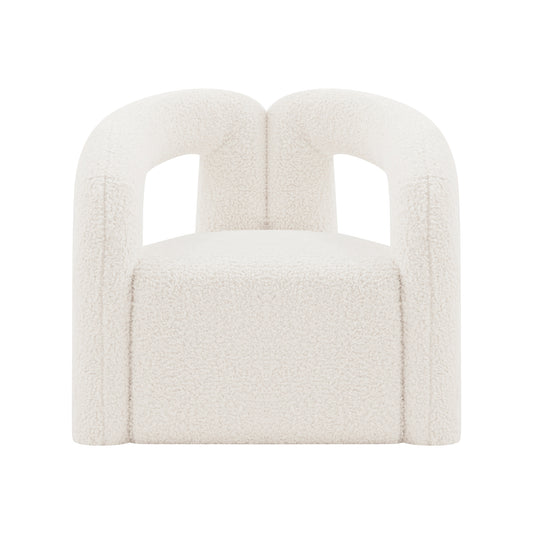 Modern Darian Boucle Accent Chair in Cream