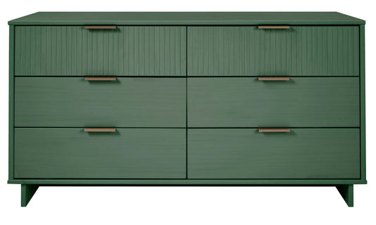 Granville 55.07" Modern Double Wide Dresser with 6 Full Extension Drawers in Sage Green