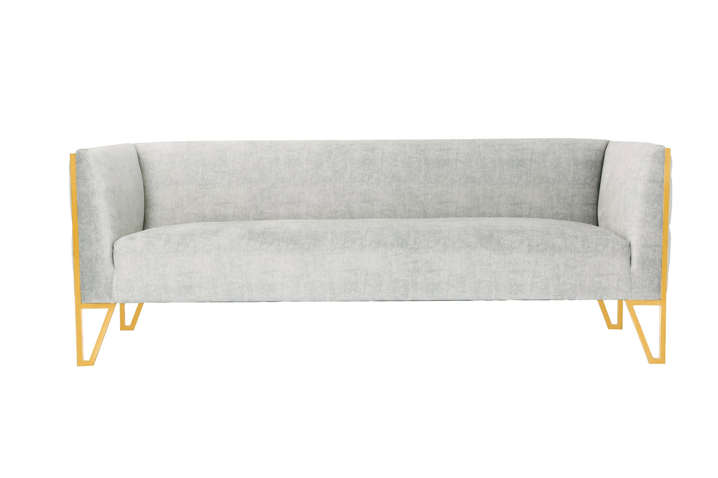 Vector 81.5 in. Grey and Gold Velvet 3-Seat Sofa