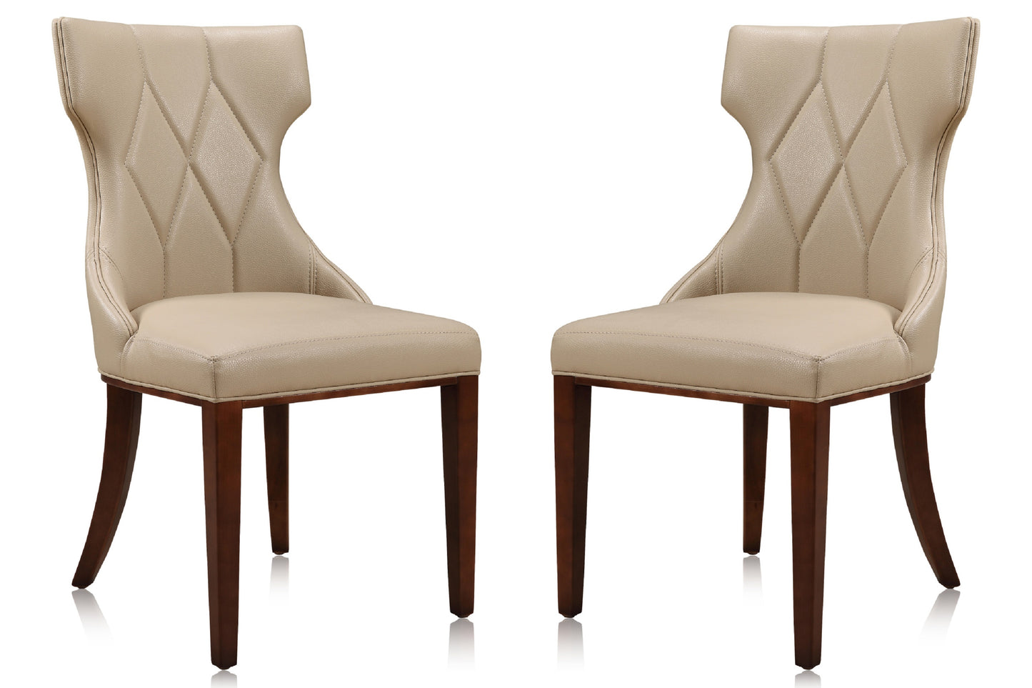 Reine Cream and Walnut Faux Leather Dining Chair (Set of Two)