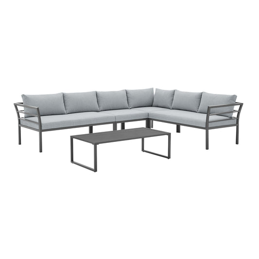 Sunnyside Modern Corner Patio Conversation Set with Table in Grey