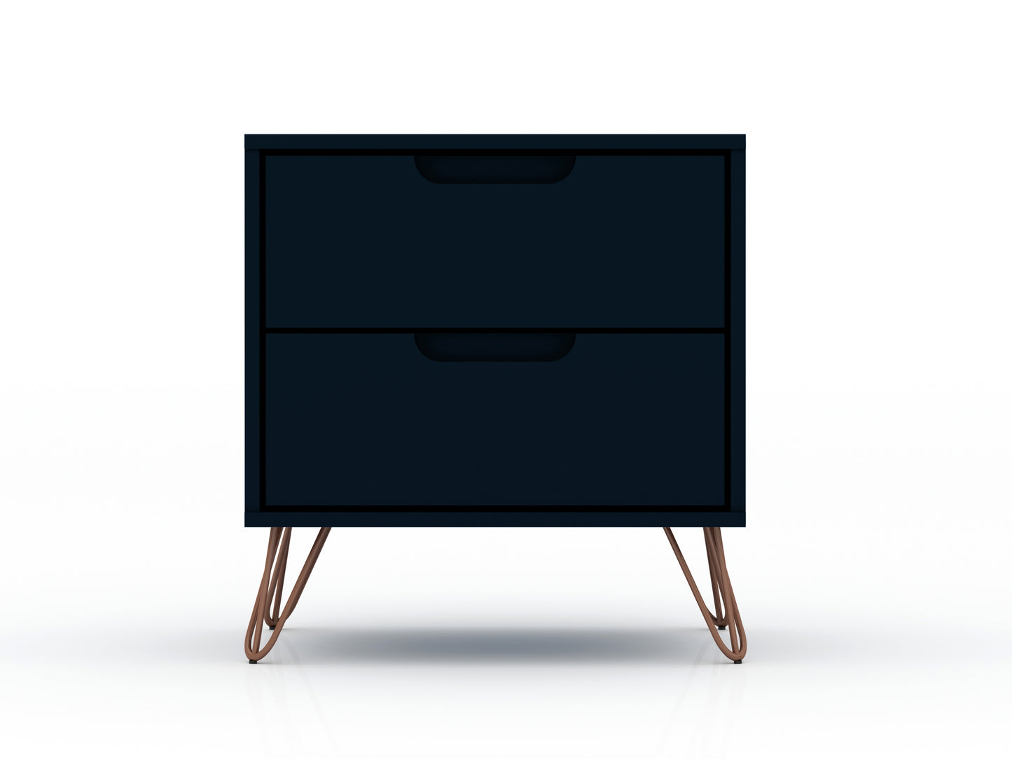 Rockefeller 2.0 Mid-Century- Modern Nightstand with 2-Drawer in Tatiana Midnight Blue