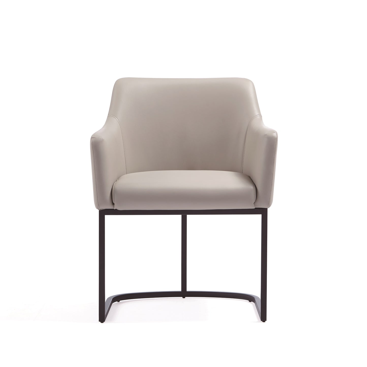 Modern Serena Dining Armchair Upholstered in Leatherette with Steel Legs in Light Grey