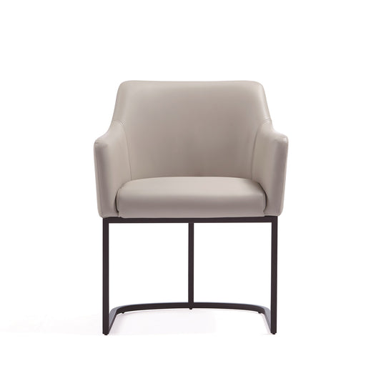 Modern Serena Dining Armchair Upholstered in Leatherette with Steel Legs in Light Grey