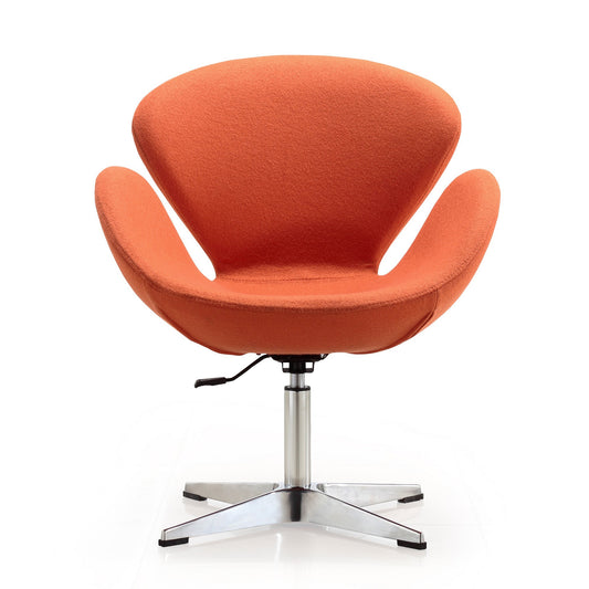 Raspberry Orange and Polished Chrome Wool Blend Adjustable Swivel Chair